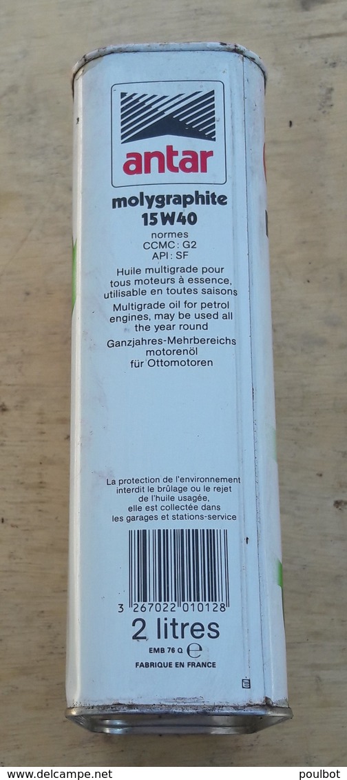 ANTAR Molygraphite Bidon D'huile  Ancien En Tôle. ( 2 ) - Automobili