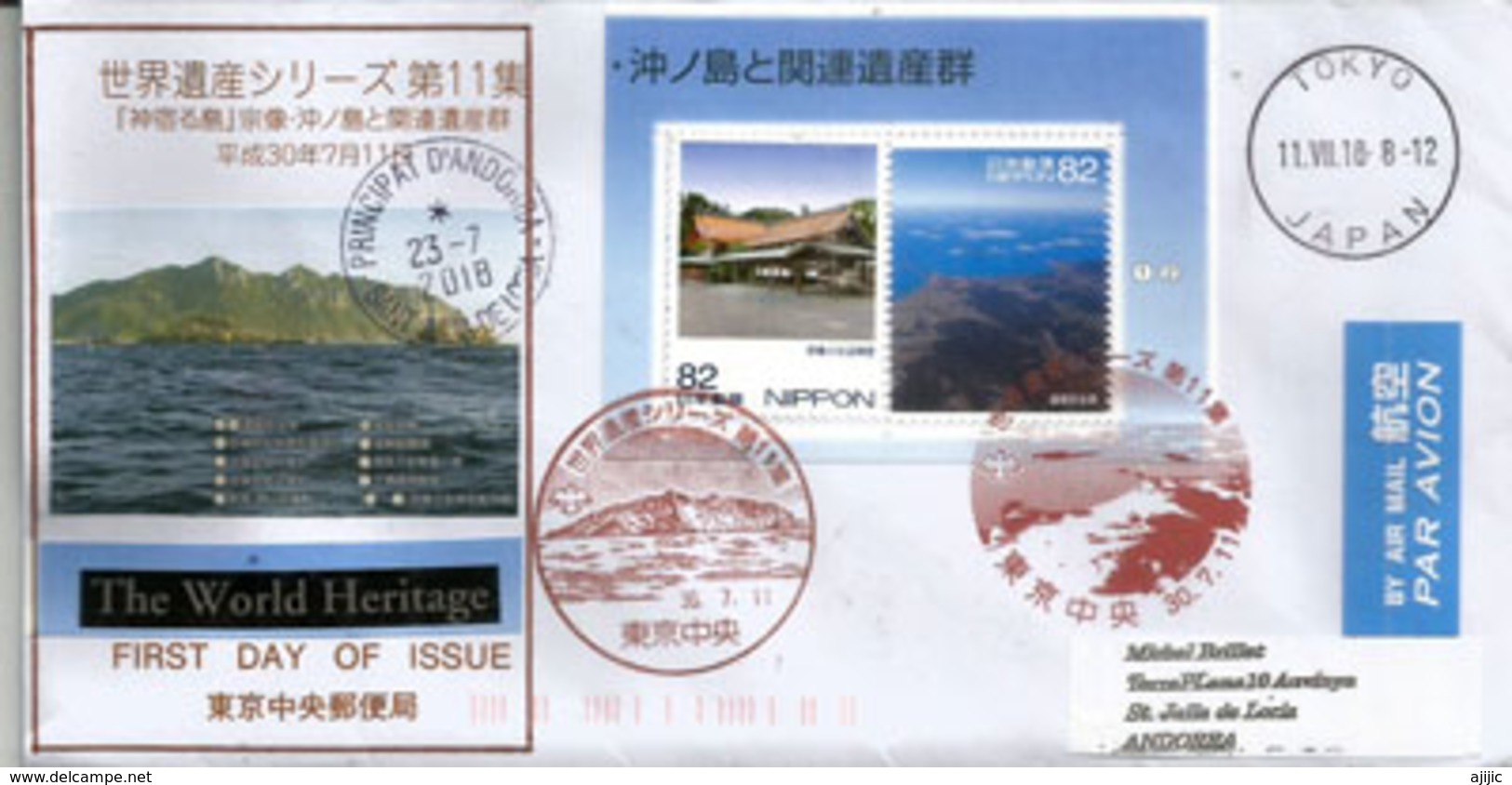 Japan World Heritage (Ogasawara Islands), 2018,  FDC Sent To Andorra. - Covers & Documents