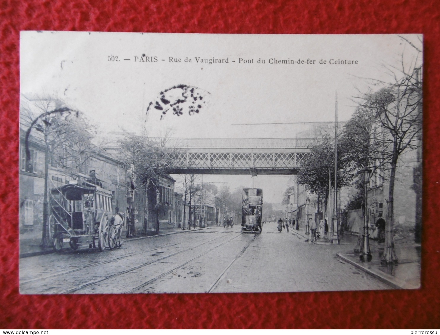 PARIS RUE DE VAUGIRARD PONT DU CHEMIN DE FER DE CEINTURE OMNIBUS TRAMWAY - Autres & Non Classés