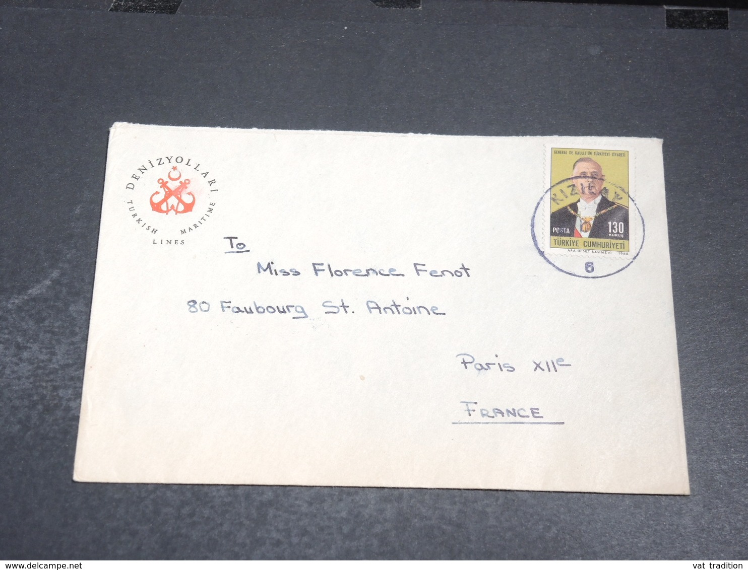 TURQUIE - Affranchissement De Gaulle Sur Enveloppe Pour A France - L 20446 - Storia Postale