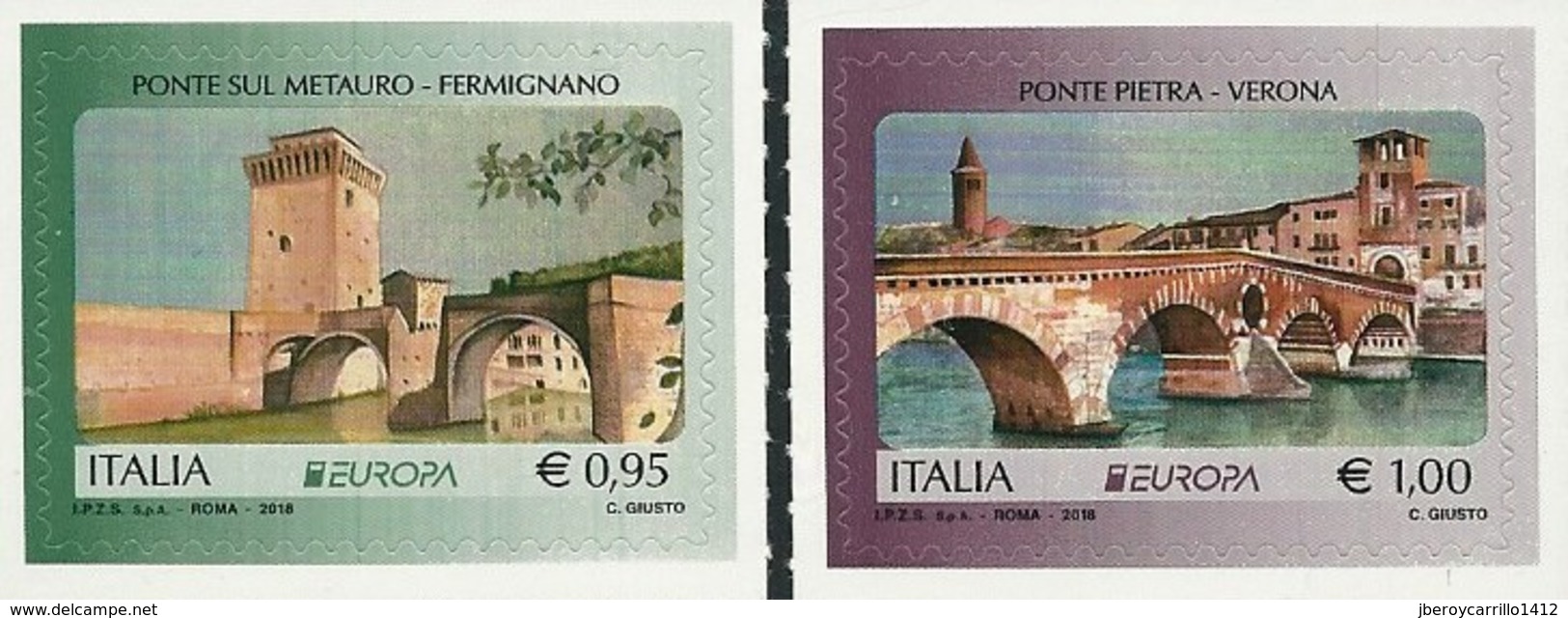 ITALIA/ ITALY/ ITALIEN/ ITALIE -EUROPA 2018 - "PUENTES.- BRIDGES - BRÜCKEN - PONTS" - SERIE De 2 V. - 2018