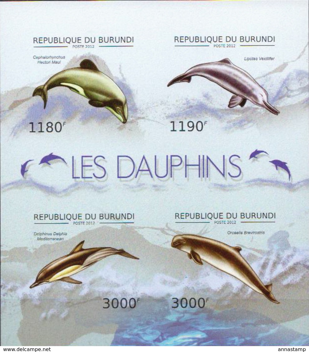 Burundi MNH Dolphins Imperforated Sheetlet And SS - Dolphins