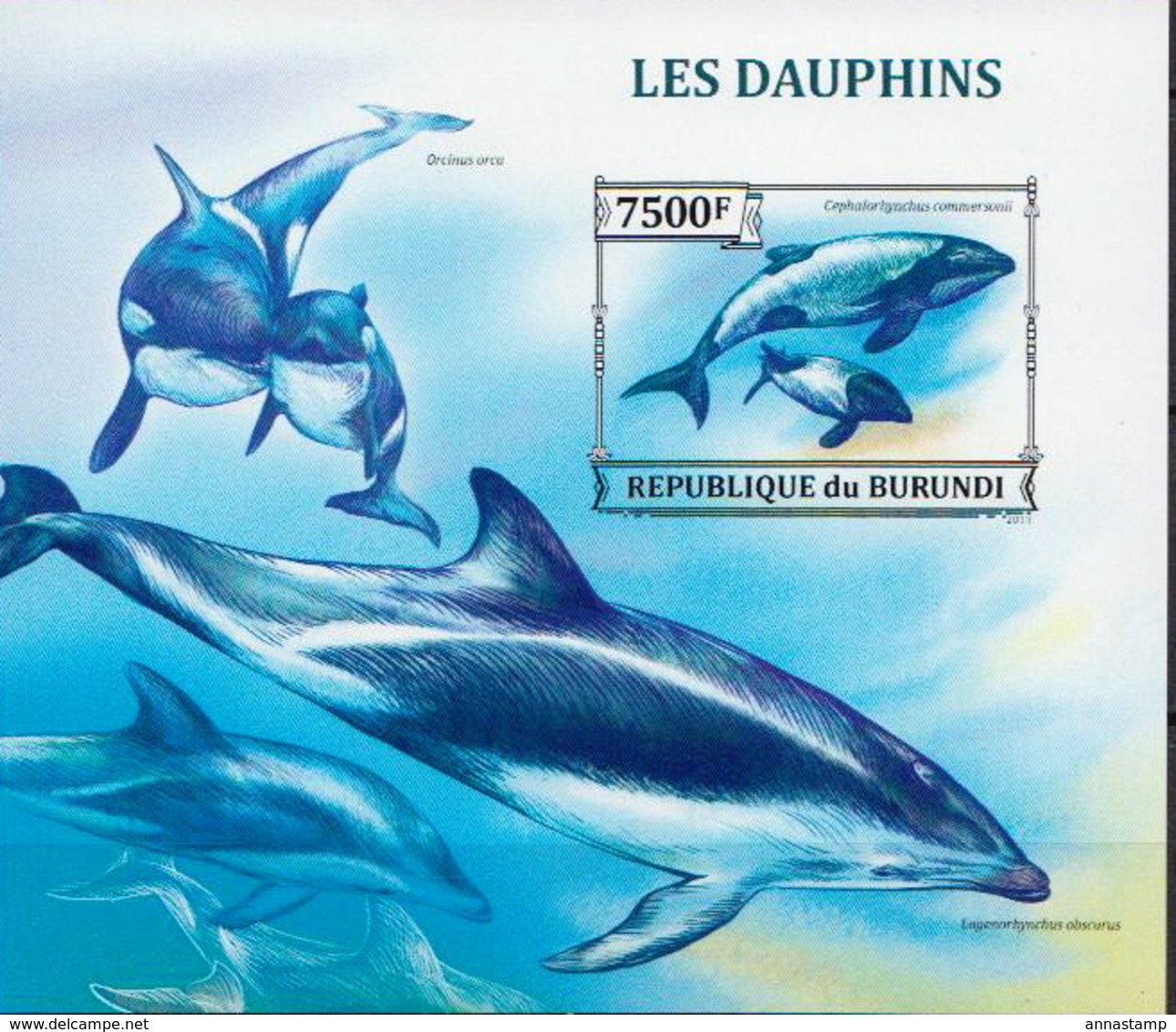 Burundi MNH Dolphins Imperforated Sheetlet And SS - Dolphins