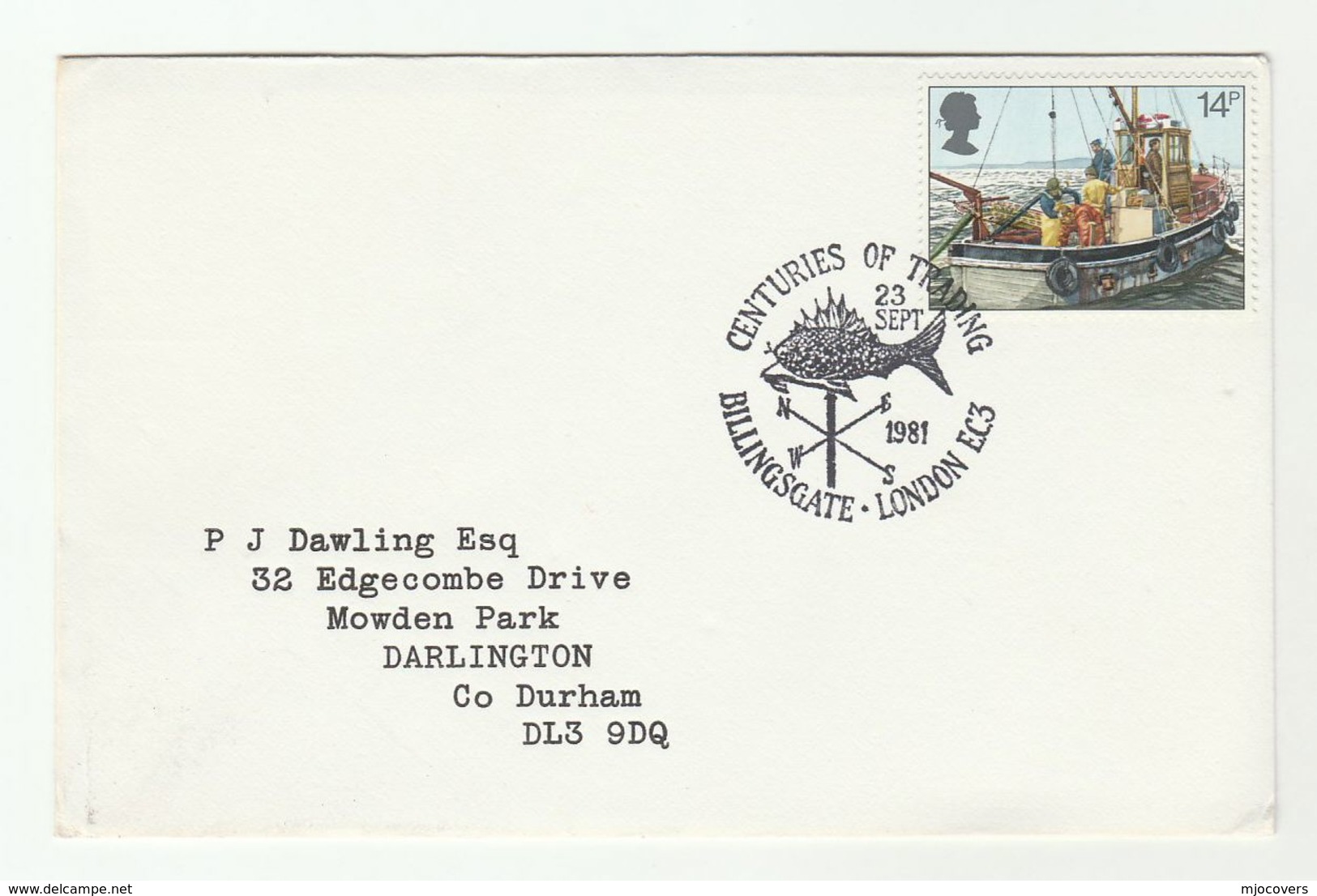 1981 BILLINGSGATE FISH MARKET Anniv EVENT COVER Fdc Gb Stamps Fish - Fishes