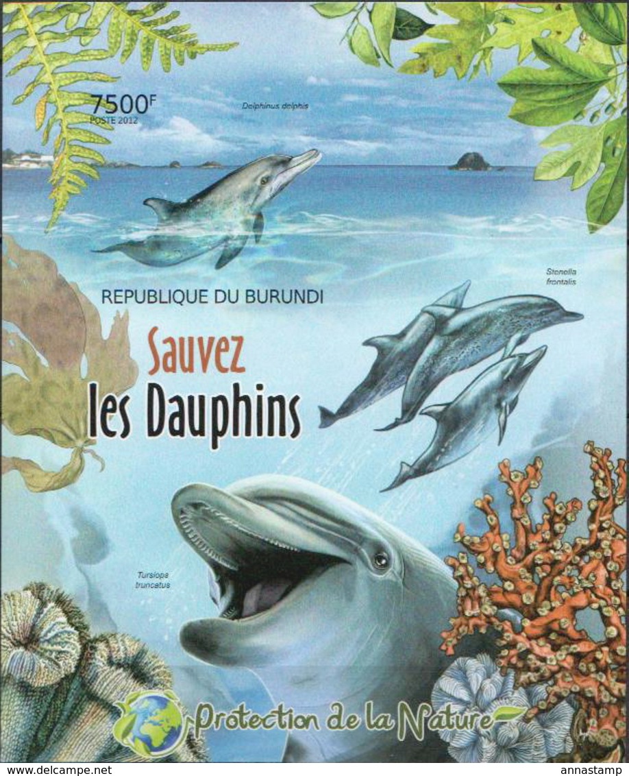 Burundi MNH Dolphins Imperforated Sheetlet And SS - Dolphins