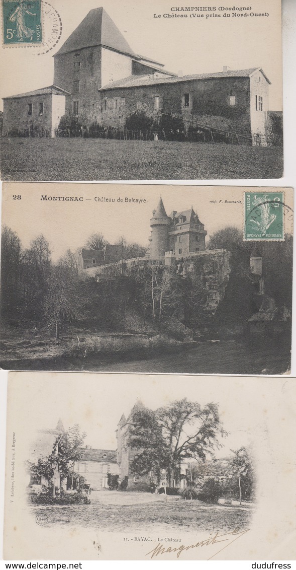 LOT  3CPA CHATEAUX  CHAMPNIERS BAYAC ET BELCAYRE - Autres & Non Classés