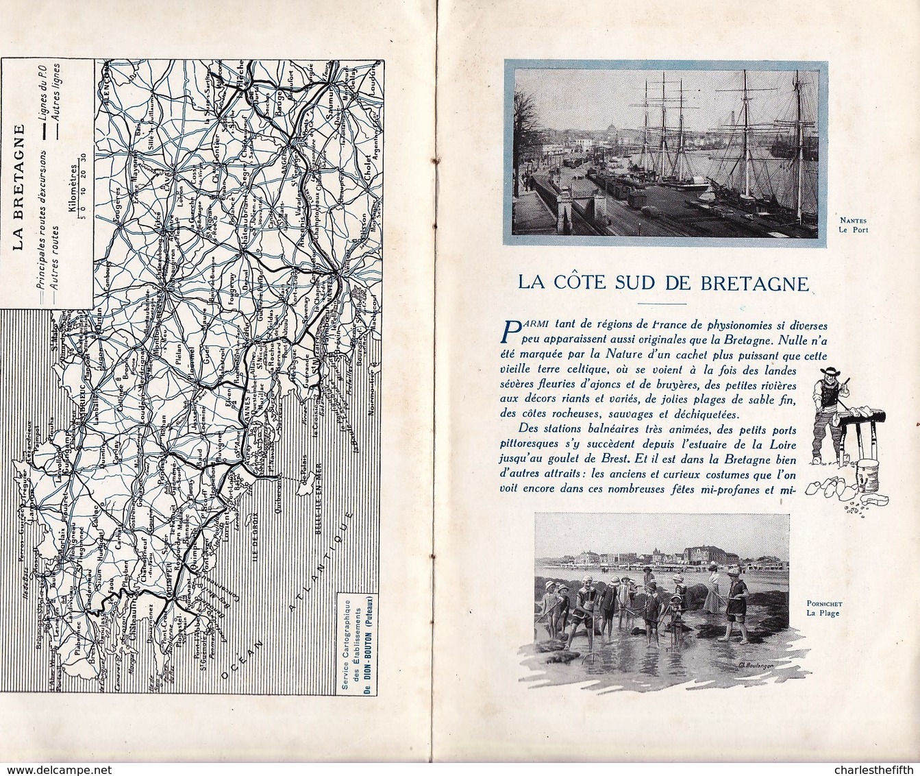 BROCHURE TOURISTIQUE RARE - BRETAGNE COTE SUD - 1925 - 6 Pages Imprimées Des Deux Côtés - Tourism Brochures