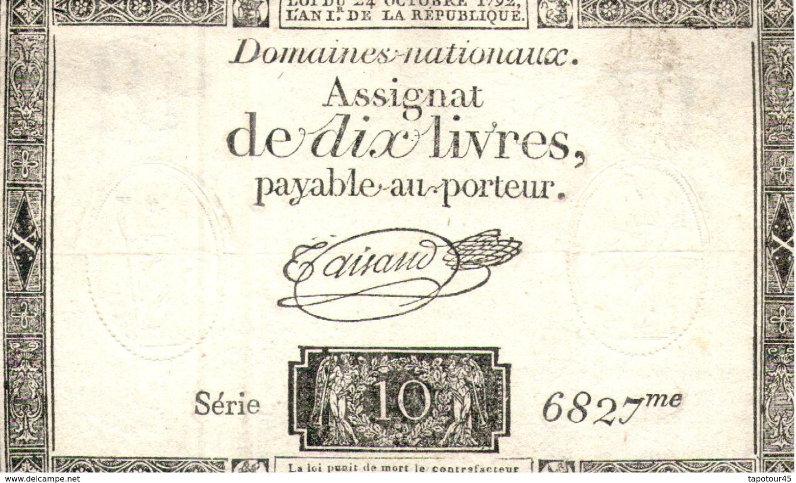 Billets >  France >  Assignats 10 Livres  (usé) - Assignats