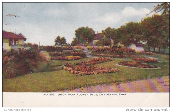Iowa Des Moines Flower Beds In Union Park 1910 - Des Moines