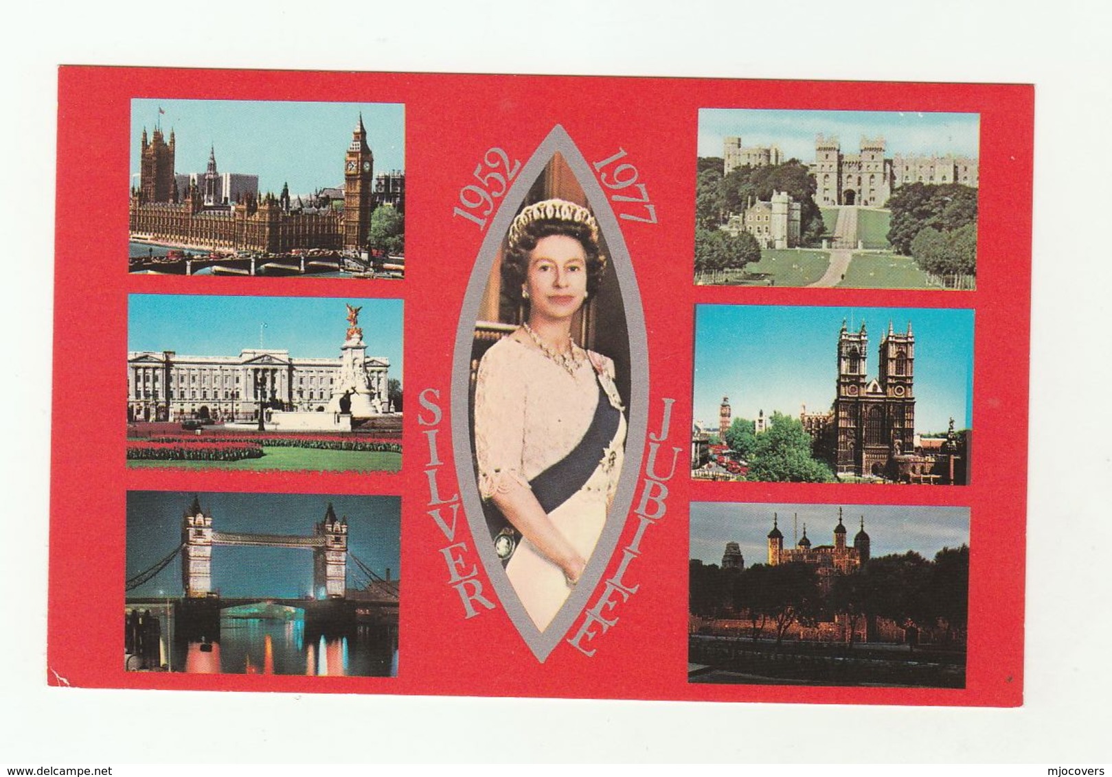 1977 Royal SILVER JUBILEE Queen Elizabeth Postcard Photo Precision St Ives Huntingdon Royalty Parliament Castle Church - Familias Reales