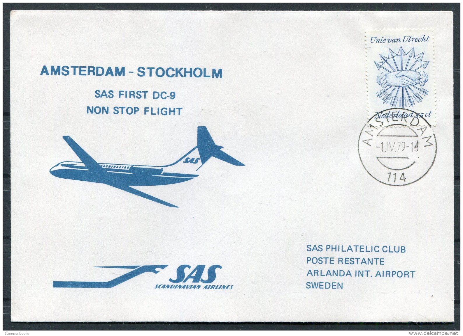 1979 Netherlands Sweden, SAS First Flight Cover Amsterdam - Stockholm - Airmail