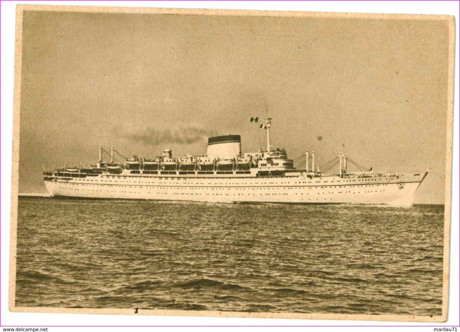 M6887 NAVIGAZIONE ITALIA GENOVA Motonave Augustus Giulio Cesare 1956 Viaggiata - Commercio