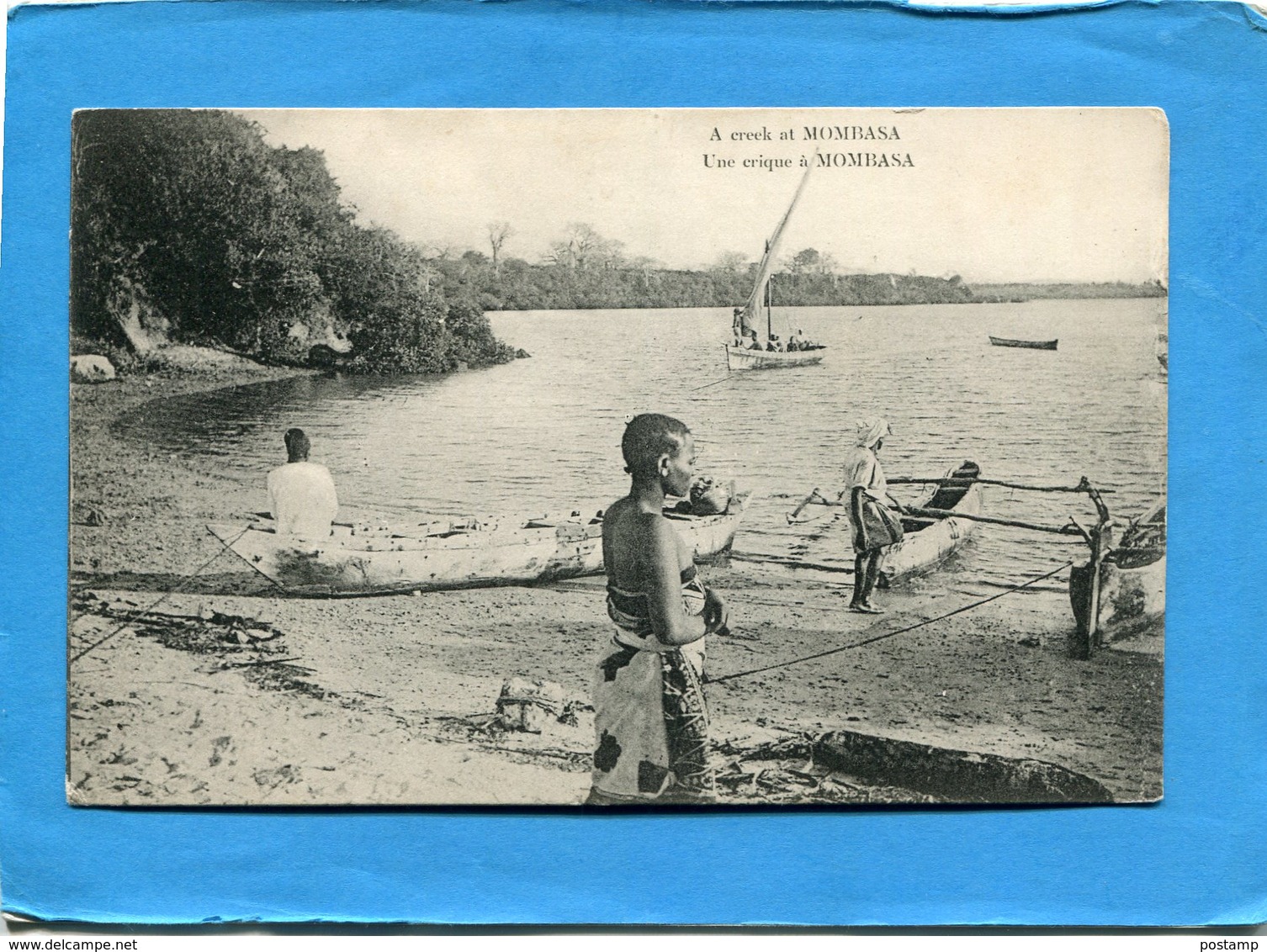 Kenya-mombassa -une Crique-pirogue A Balanciers Animée-années 1910-20 édition - Kenya