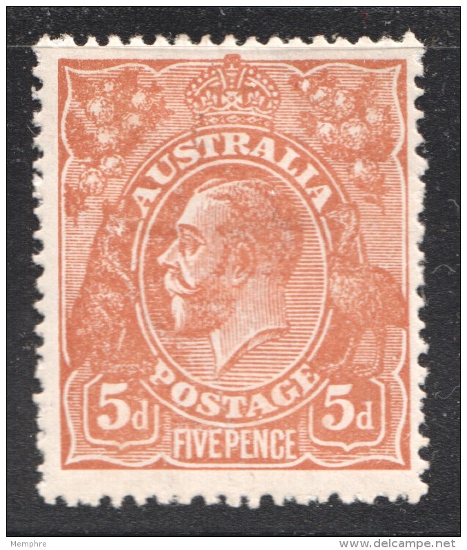 George V Head   5 D. Orange Brown SG 103a  *  MM - Ongebruikt