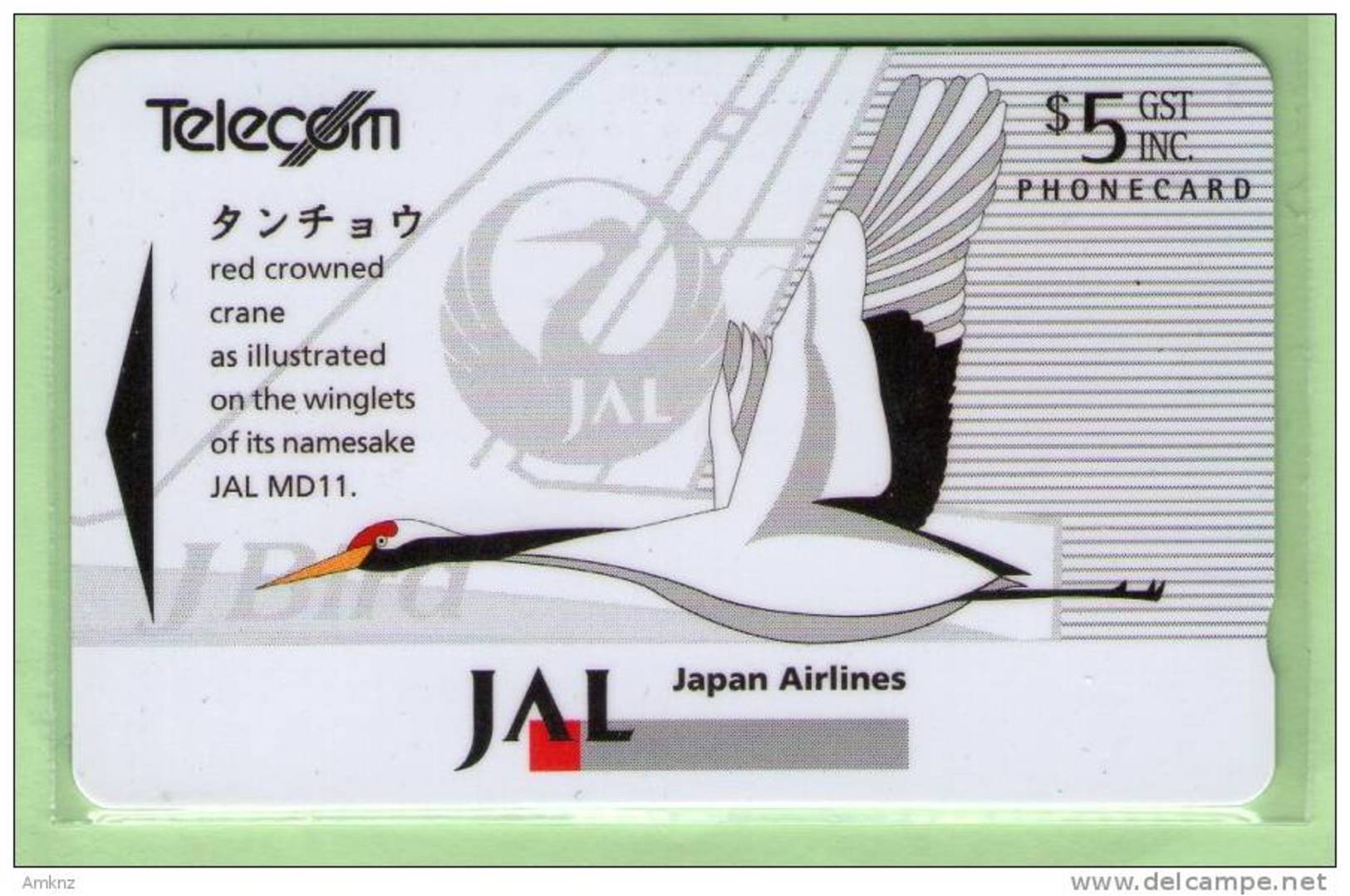 New Zealand - 1994 Japan Airlines - $5 Red Crowned Crane - NZ-A-40 - Mint - New Zealand