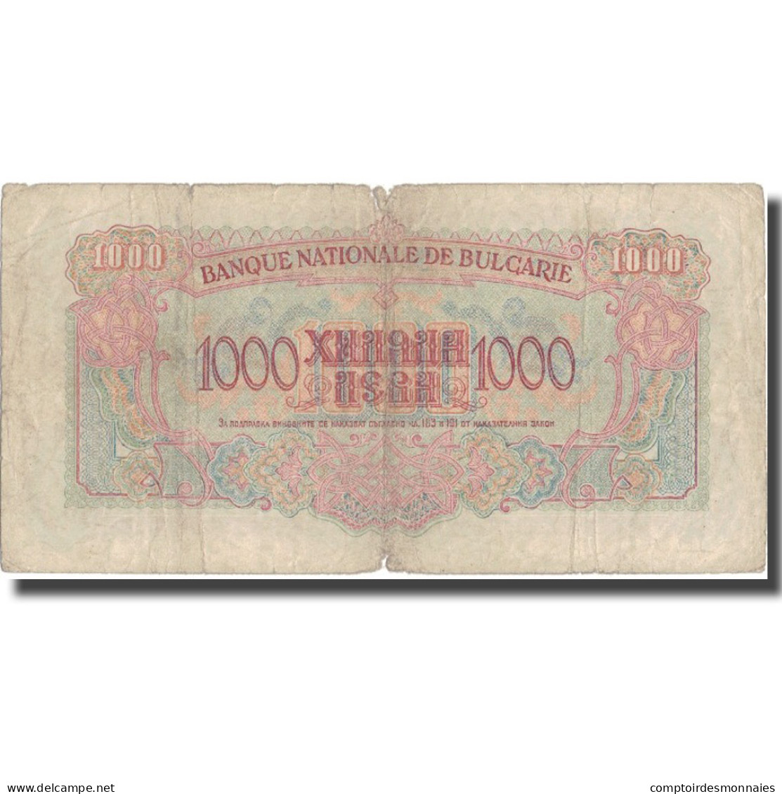 Billet, Bulgarie, 1000 Leva, 1945, 1945, KM:72a, TB - Bulgarije