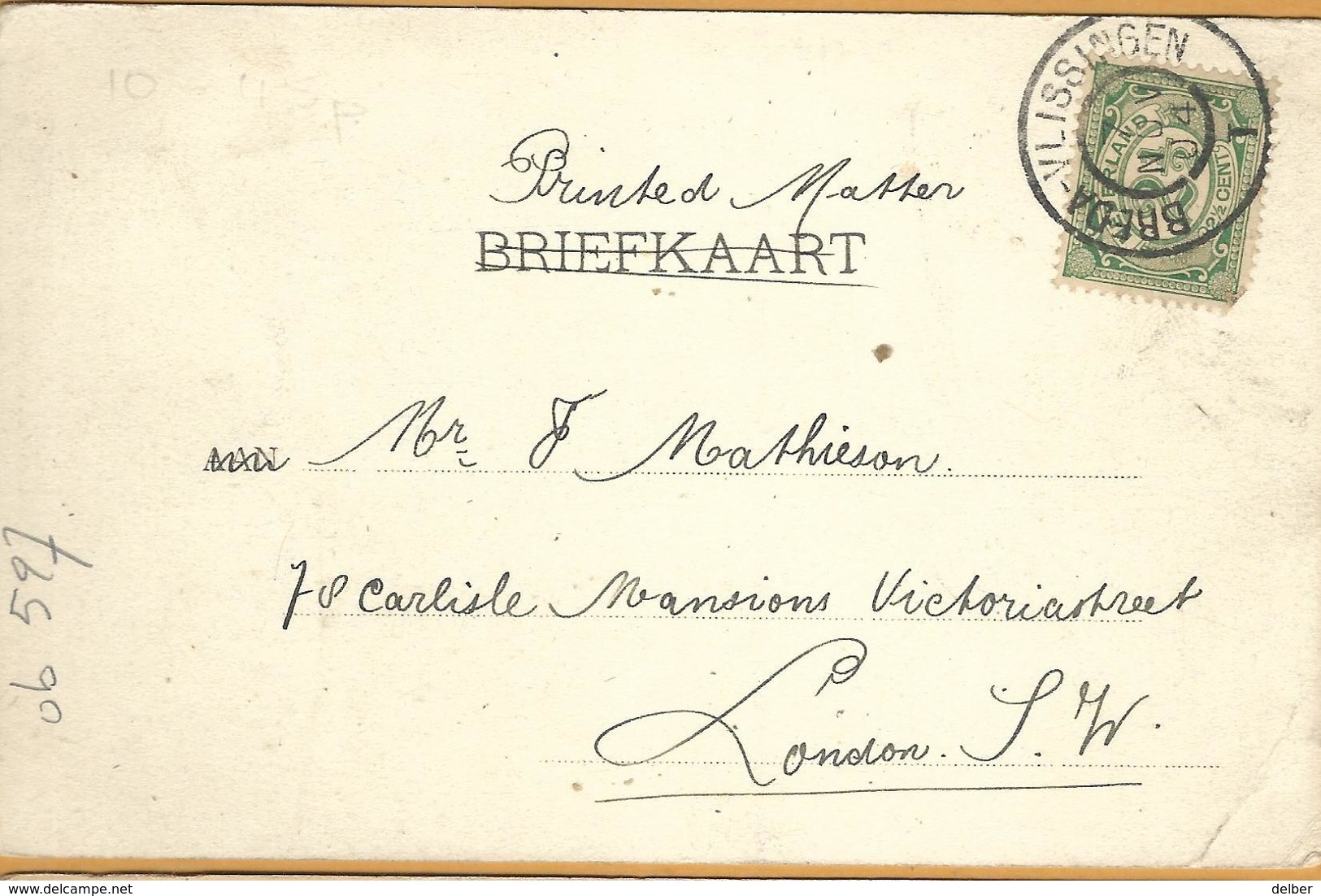 Op-527: N°55: BREDA-VLISSINGEN > London : Pk: Intrede Te Middelburg 1904 - Brieven En Documenten
