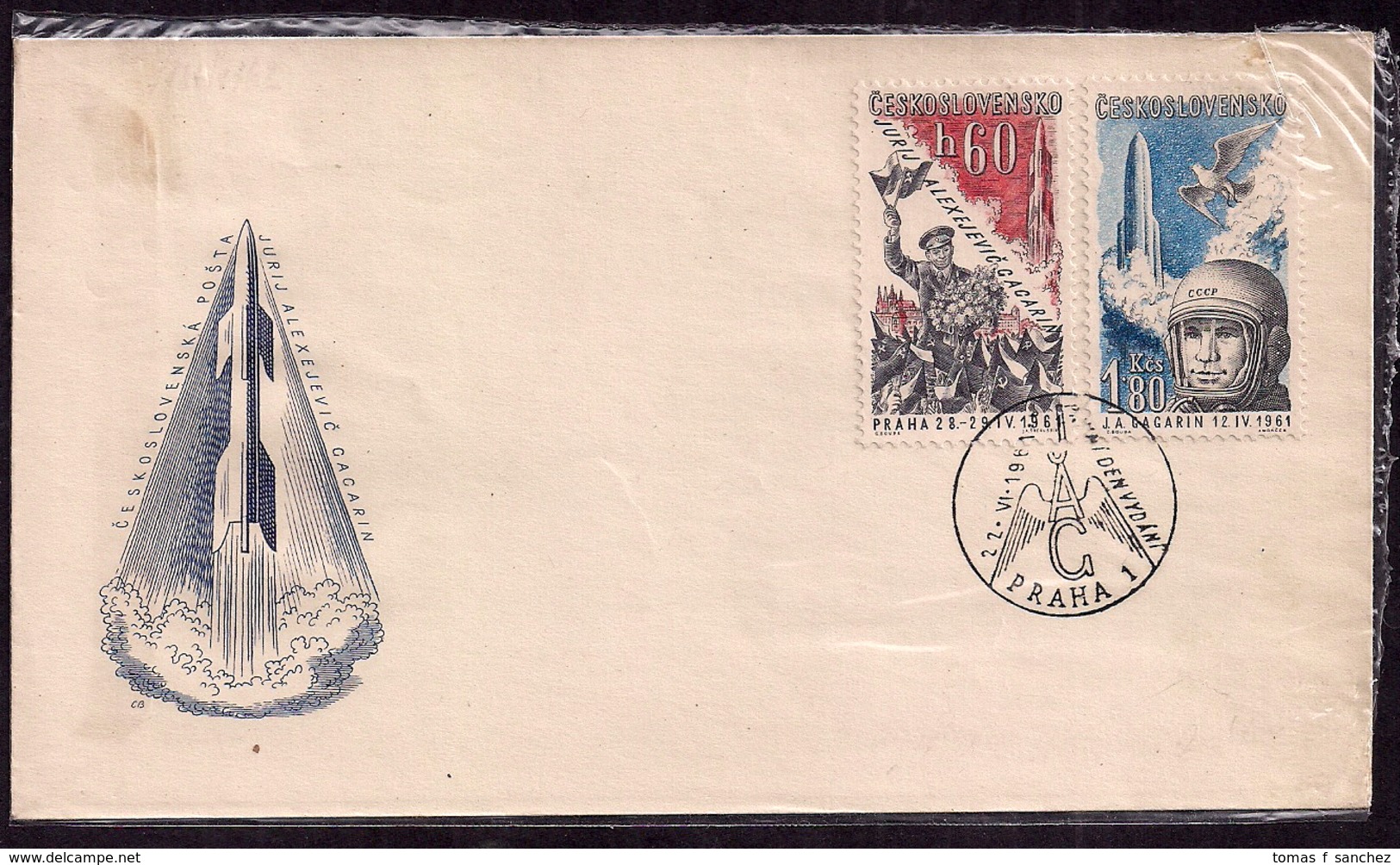 Tchécoslovaquie - FDC - 1961 - Début D'un Vaisseau Spatial Soviétique Habité. Yuri Gagarin - Mi-1280/1281 - FDC