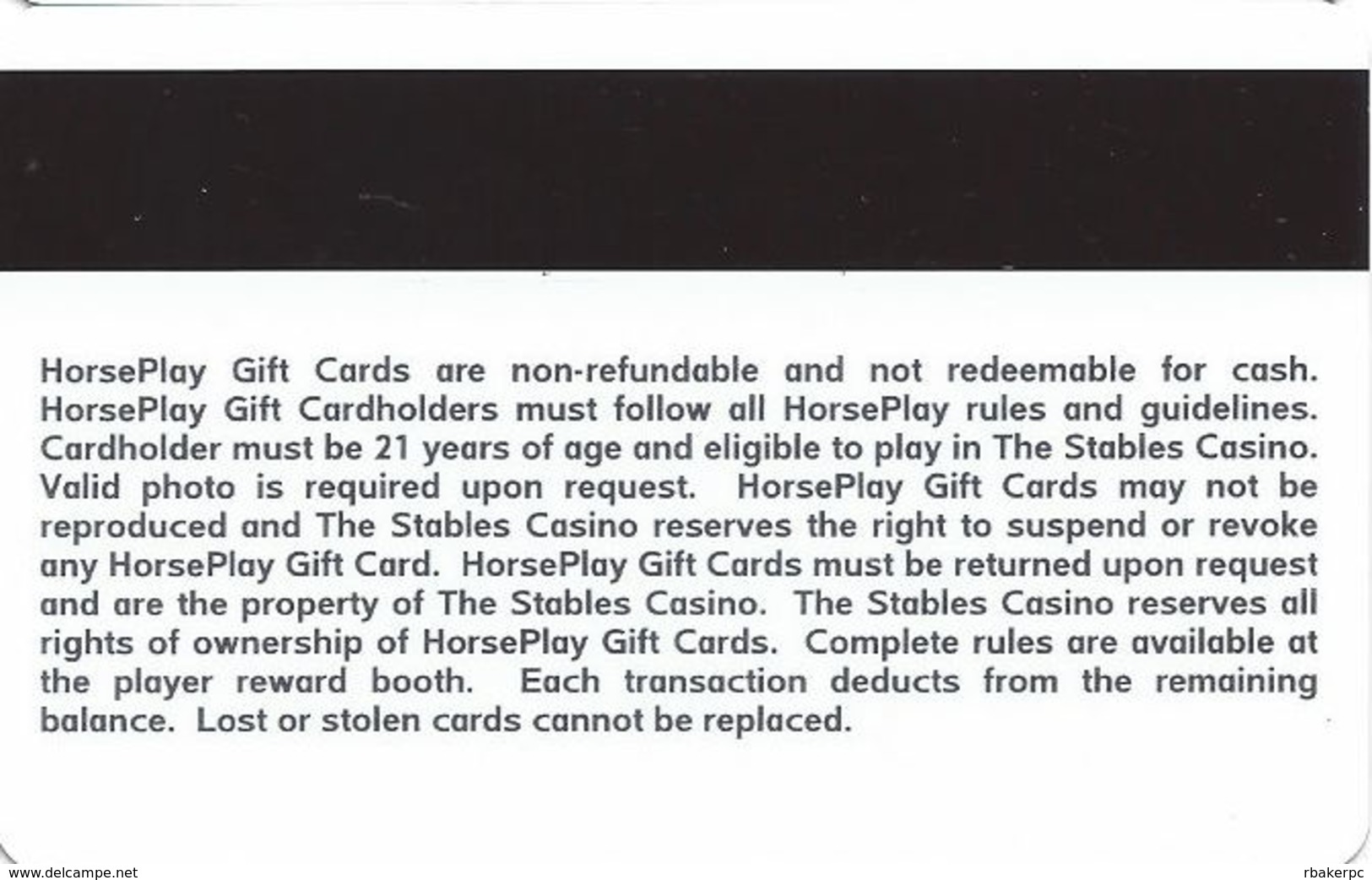 Stables Casino - Maimi, OK - $25 Horse Play Gift Card / Free Play Slot Card - Casino Cards