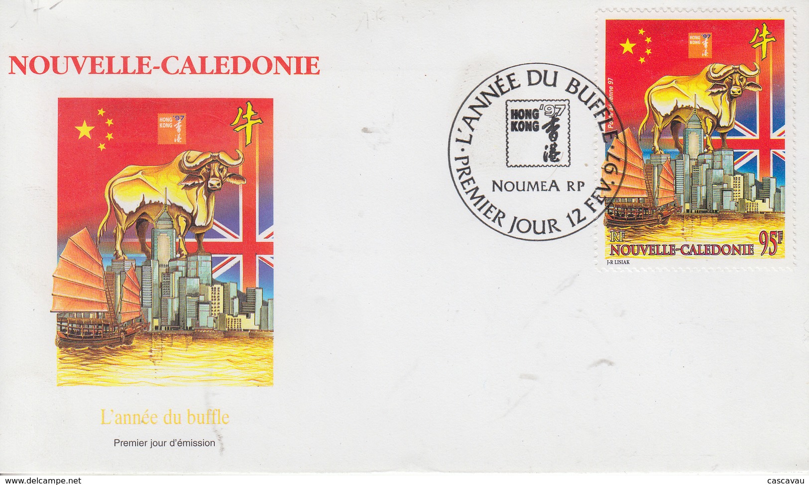 Enveloppe  FDC  1er  Jour   NOUVELLE  CALEDONIE   NOUVEL  AN  CHINOIS    Année  Du   Buffle   1997 - FDC