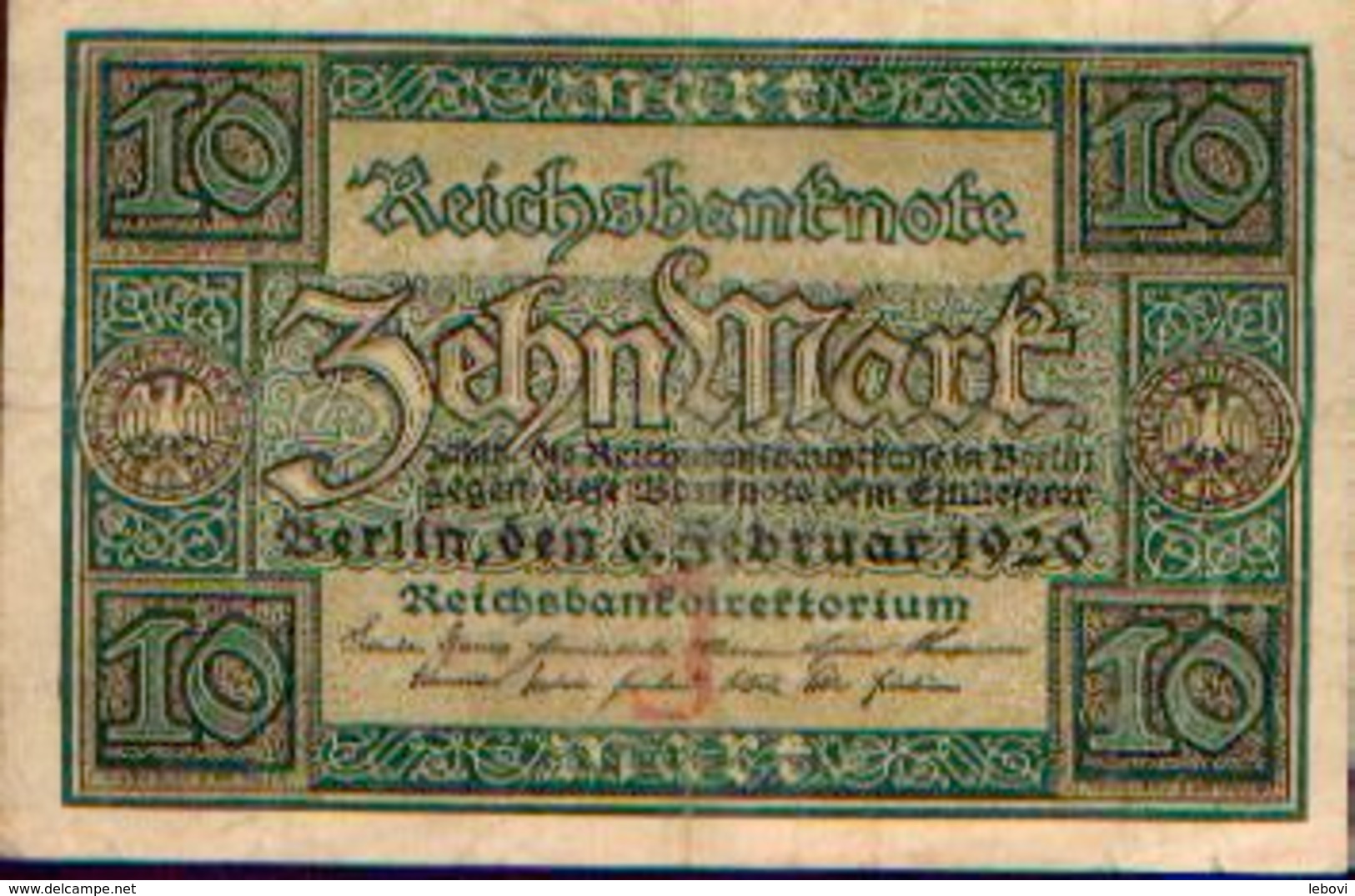 ALLEMAGNE – Reichsbanknote – 10 Mark – 06/02/1920 - 10 Mark