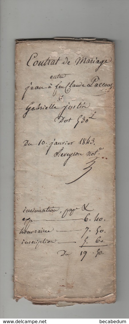 Contrat De Mariage Paccoud Justin 1843 - Manuscripts