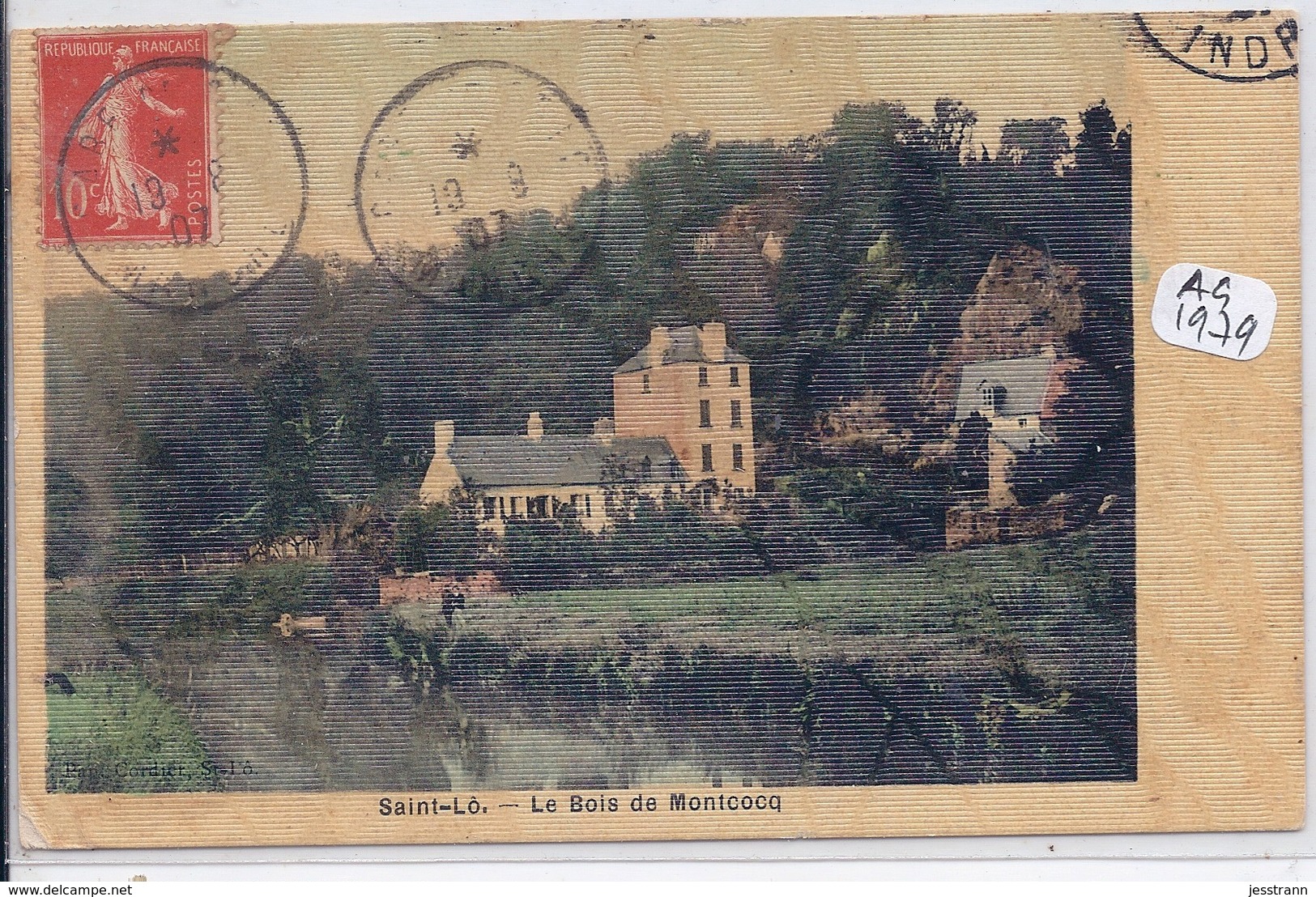 SAINT-LO- LE BOIS DE MONTCOCQ- CARTE COLORISEE ET TOILEE - Saint Lo