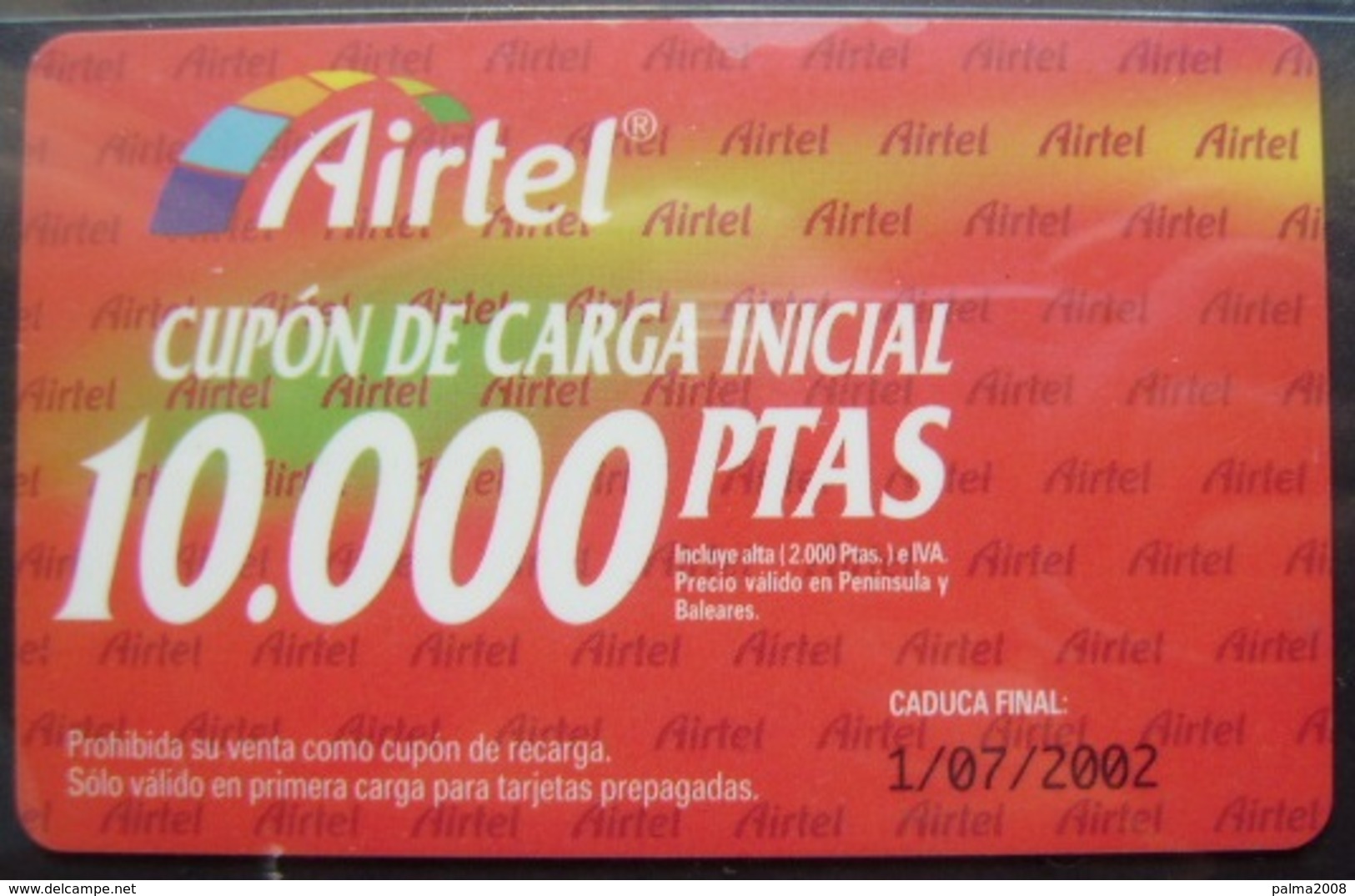 AIRTEL - LOTE 4 TARJETAS - USADAS 1ª CALIDAD - 4 FOTOS - A725 - Airtel