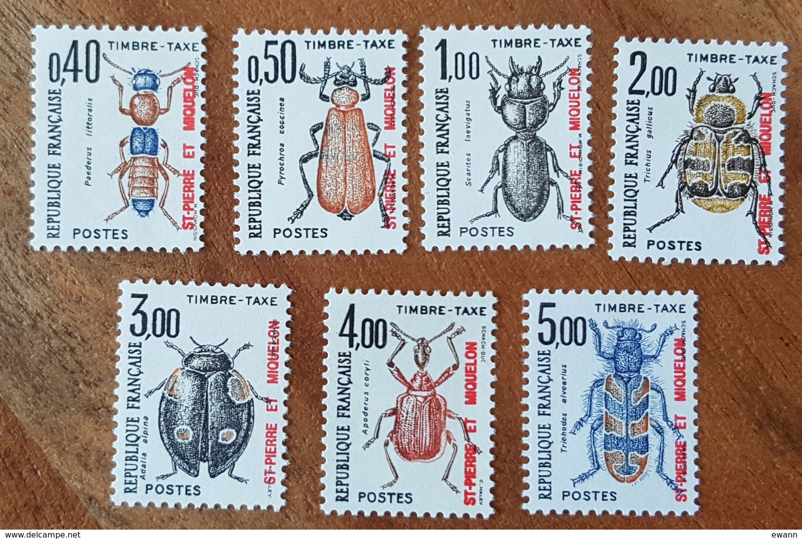 St Pierre Et Miquelon - YT Taxe N°85 à 91 - Coléoptères / Insectes / Faune - 1986 - Neufs - Postage Due
