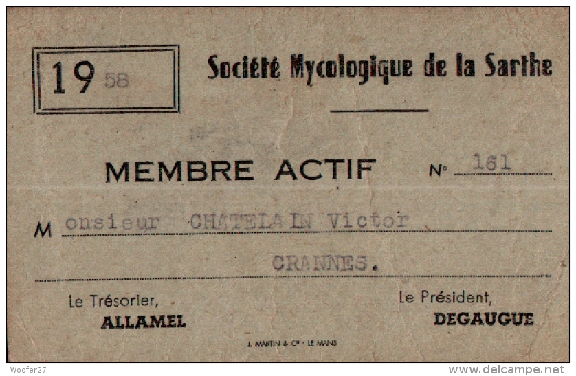 CRANNES EN CHAMPAGNE , Société Mycologique De L'ouest , Année 1958 - Non Classés