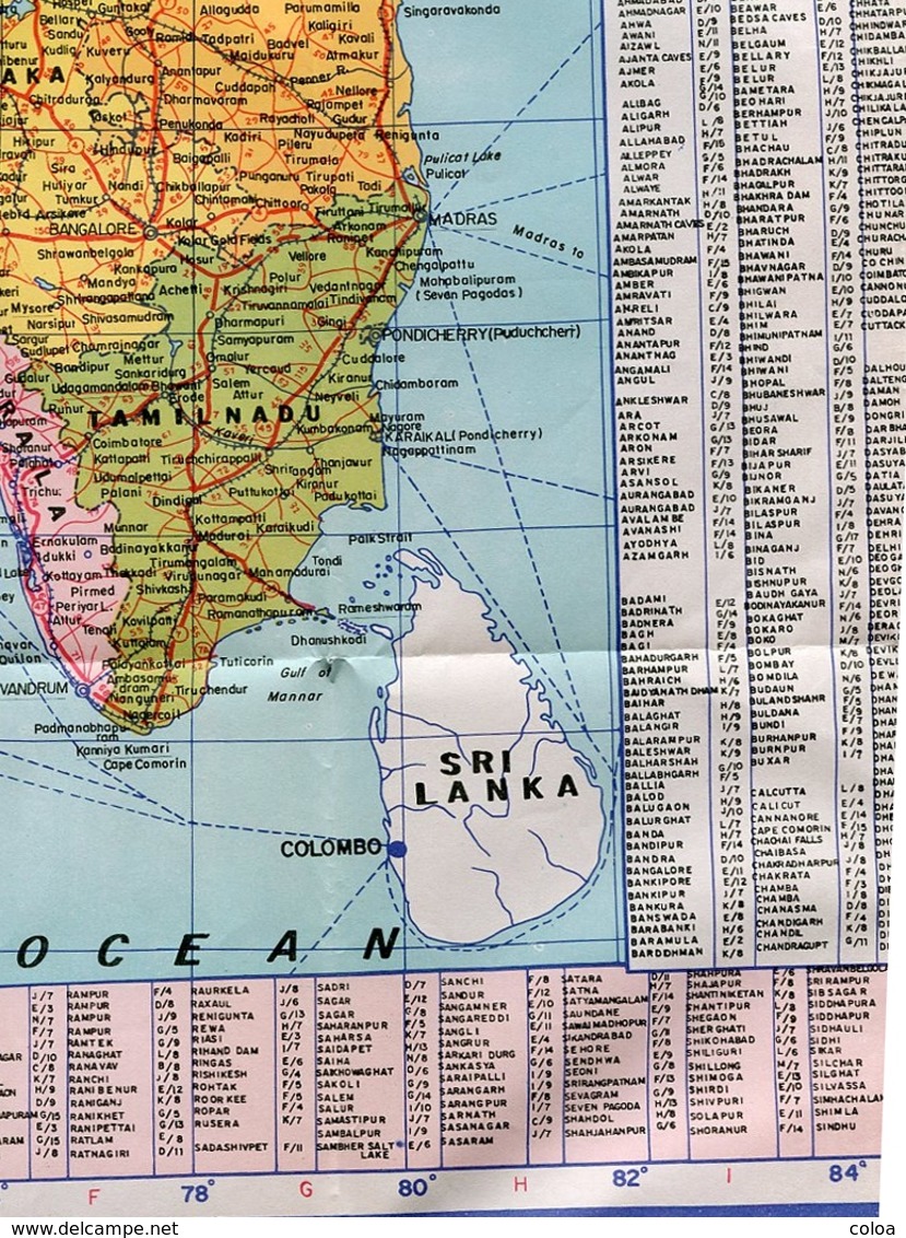 Inde Tourist Road Map Of India 1988 - Cartes Routières