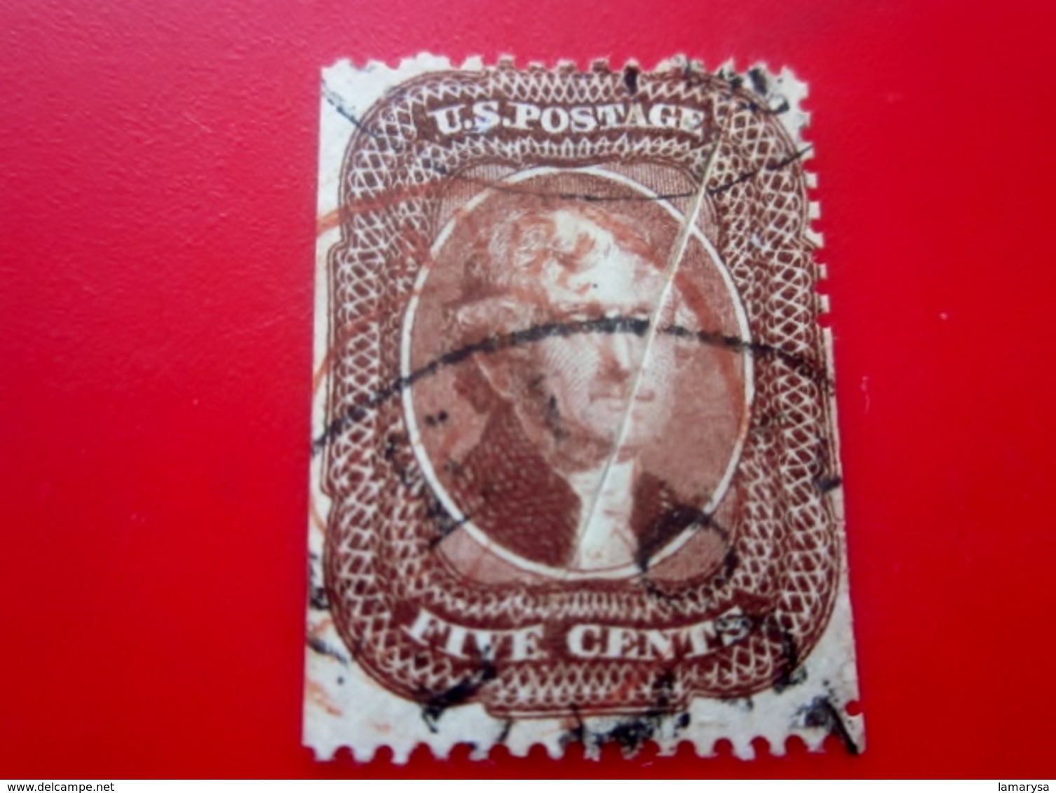 Pli Accordéon-N°11-Stamp 4¢ Emissions Générales-Variété-Curiosité-états-unis-United States-USA,US Postage-Cote/12 000€ - Plaatfouten En Curiosa