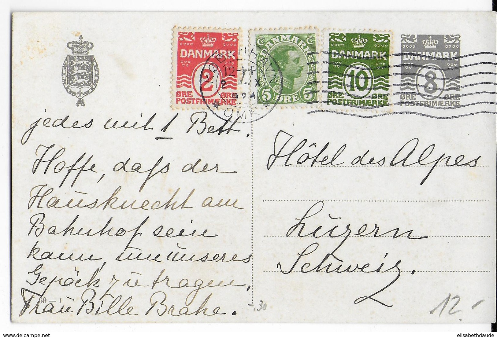 DANEMARK - 1924 - CARTE ENTIER De COPENHAGUE => LUZERN (SUISSE) - Postal Stationery