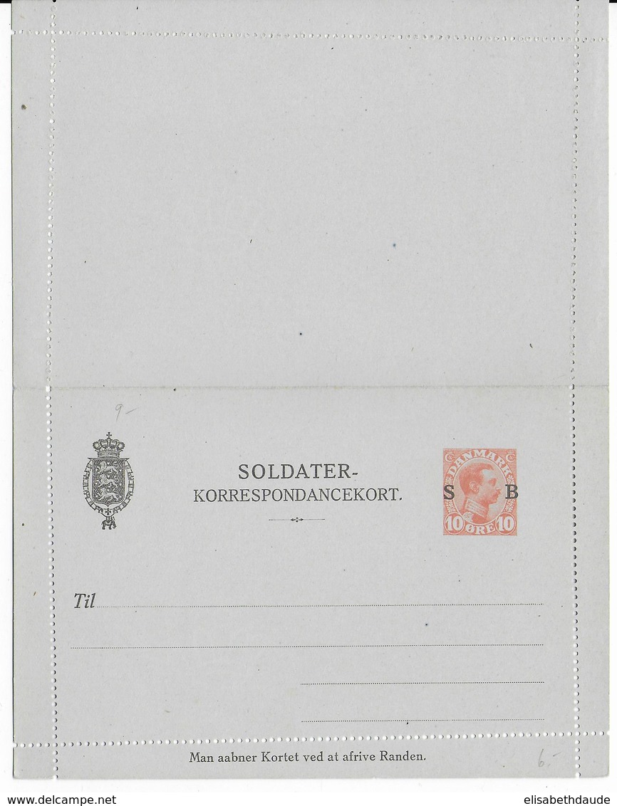 DANEMARK - 1915 - CARTE-LETTRE ENTIER UTILISEE POUR LA POSTE MILITAIRE  "SOLDATER-KORRESPONDANCEKORT" NEUVE - Interi Postali