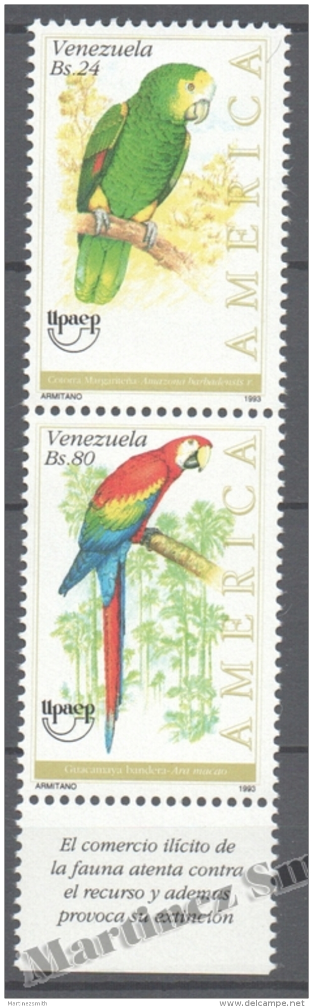 Venezuela 1993 Yvert 1644-45, America UPAEP, Fauna Protection - MNH - Venezuela