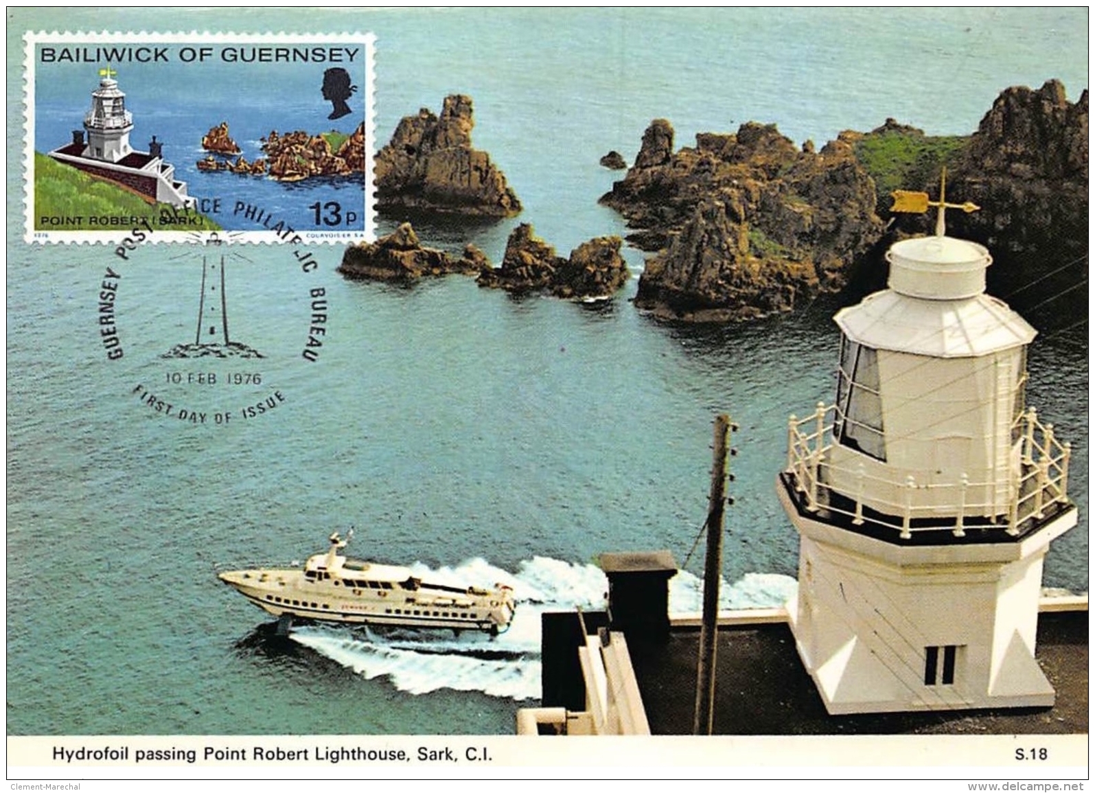 CARTE MAXIMUM : Hydrofoil Passing Point Robert Lighthouse, Sark, C.I. - Tres Bon Etat - Altri & Non Classificati