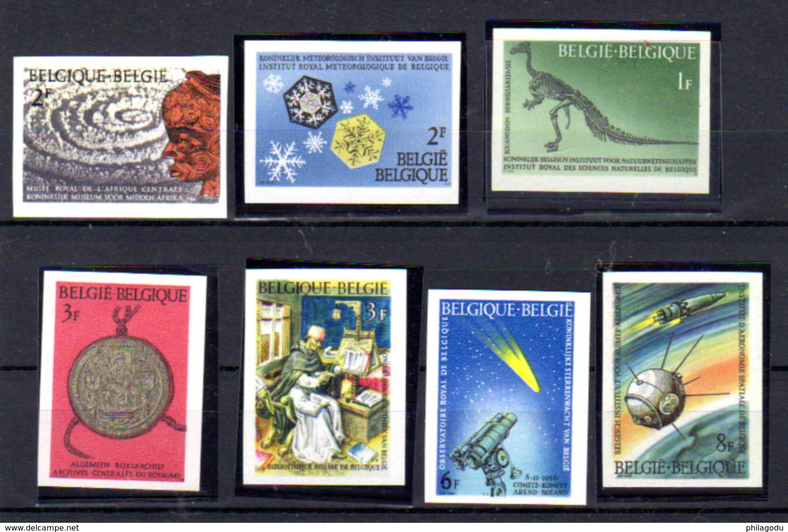 1966   Belgique, Patrimoine Scientifique National, Dinosaures, Cosmos ,1374 /  1380** N D (tirage 370 Ex) - 1961-1980