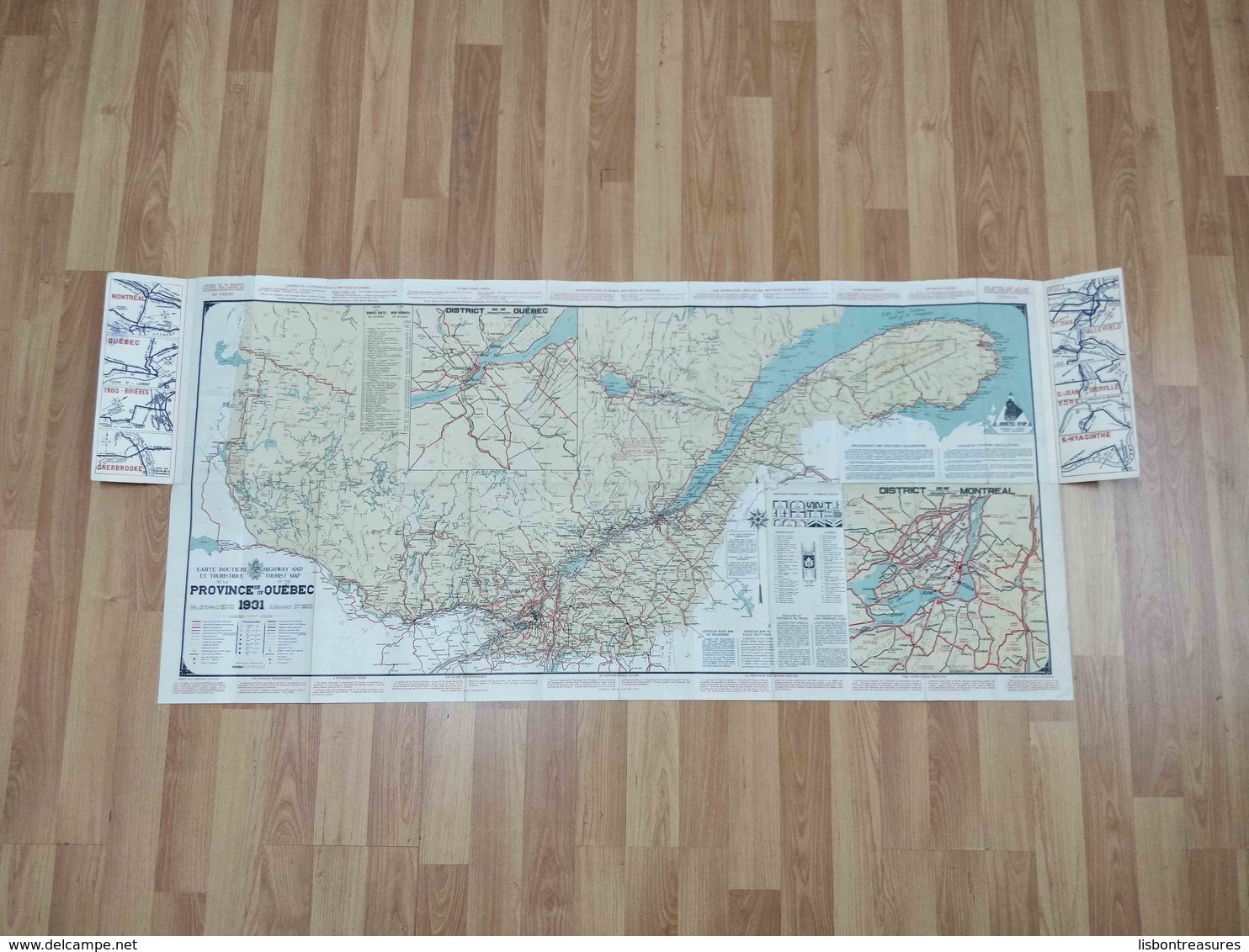 VINTAGE QUEBEC CANADA HIGHWAY AND TOURIST MAP 1931 - Cartes Routières