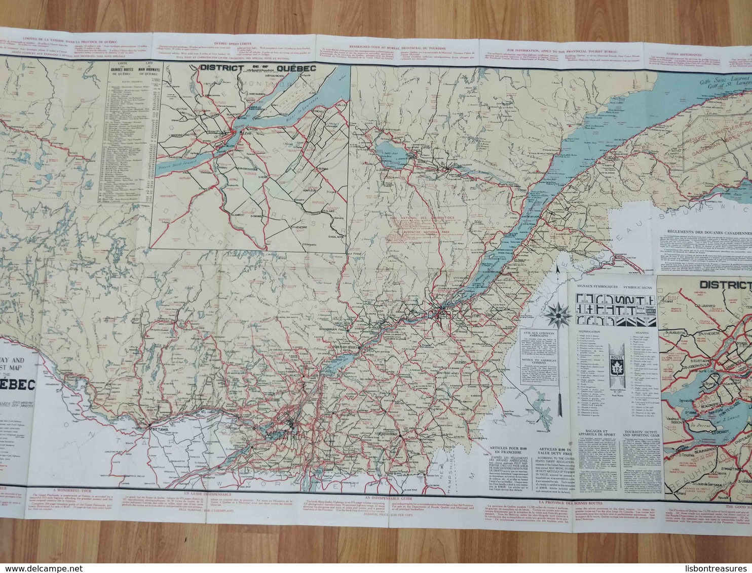 VINTAGE QUEBEC CANADA HIGHWAY AND TOURIST MAP 1931 - Cartes Routières