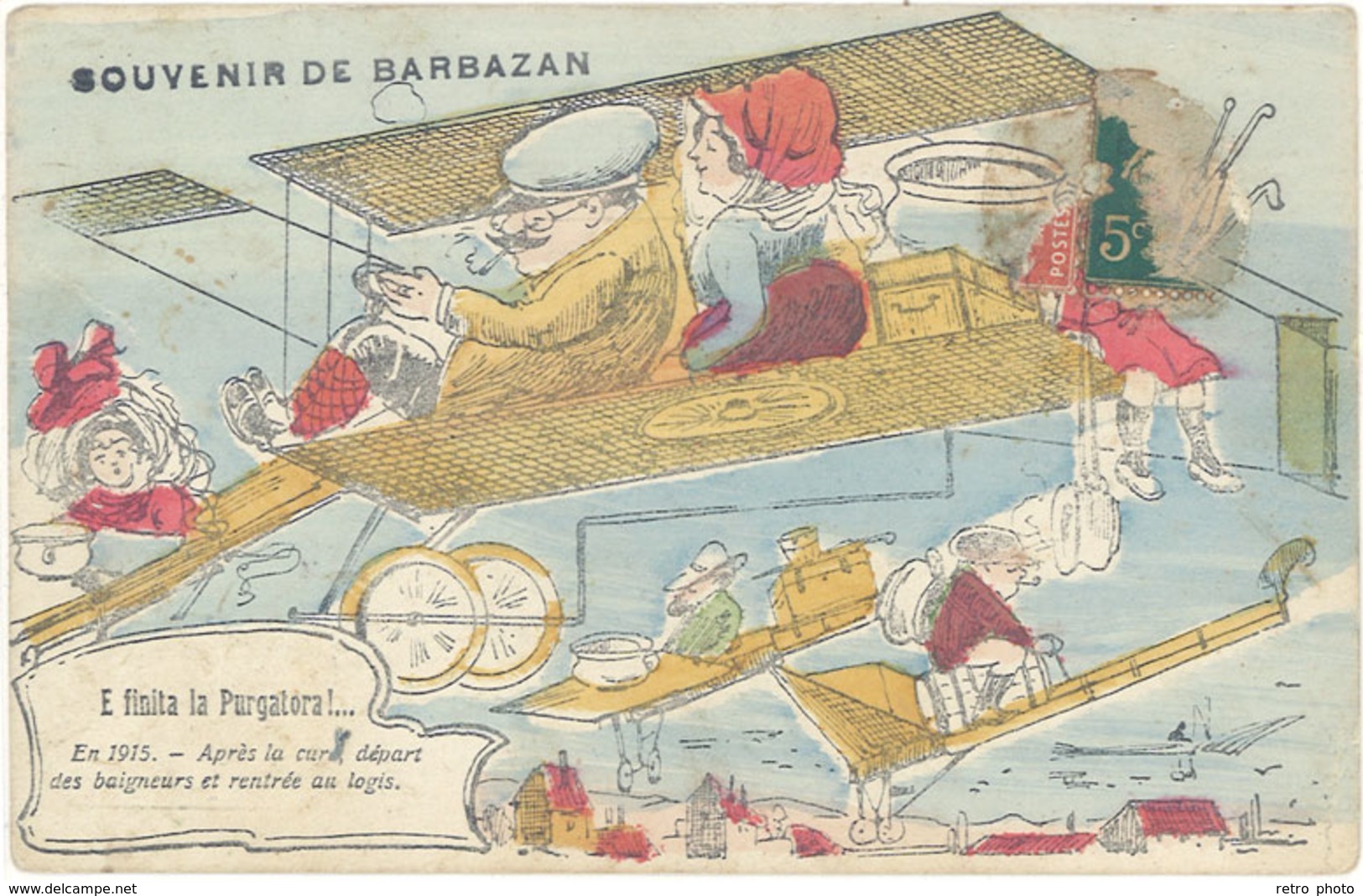 Cpa Illustrateur - Souvenir De Barbazan, Avions, Pots De Chambre - 1900-1949