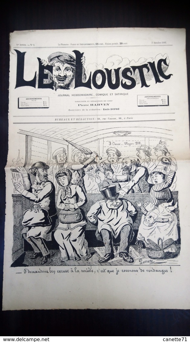 Le Loustic N°2 - 3 Octobre 1885 - Journal Hebdo, Comique Et Satirique - 1850 - 1899