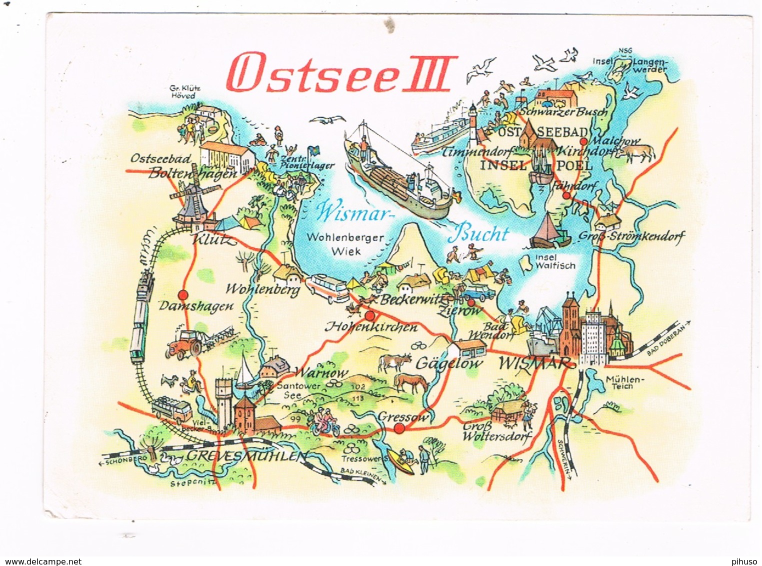 D-8560   WISMAR Mit Ostsee-Orten ( Map-card) - Wismar