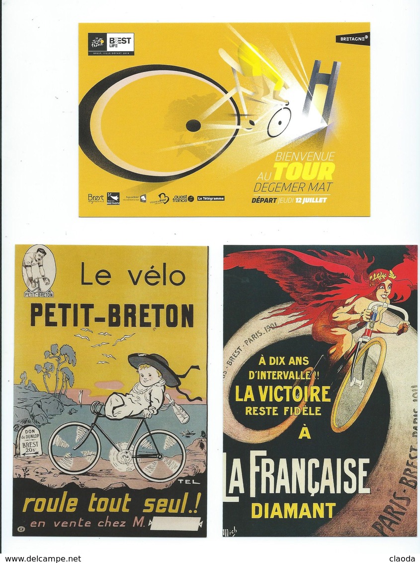 14 C - TOUR DE FRANCE 2018 - ETAPE DE BREST (3 CARTES PUB) - Cyclisme