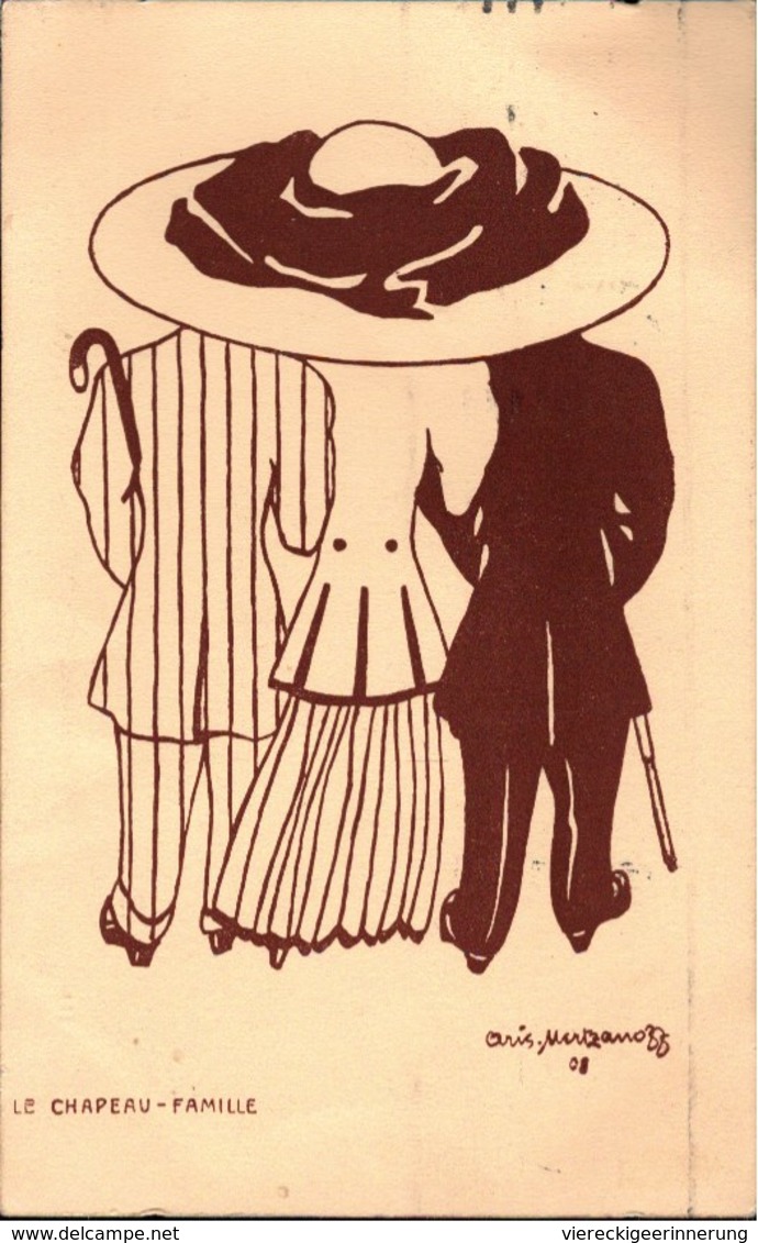 ! 1909 Künstlerkarte Sign. Aris Mertzanoff ?, Le Chapeau, Hutmode, Art Nouveau - Mode