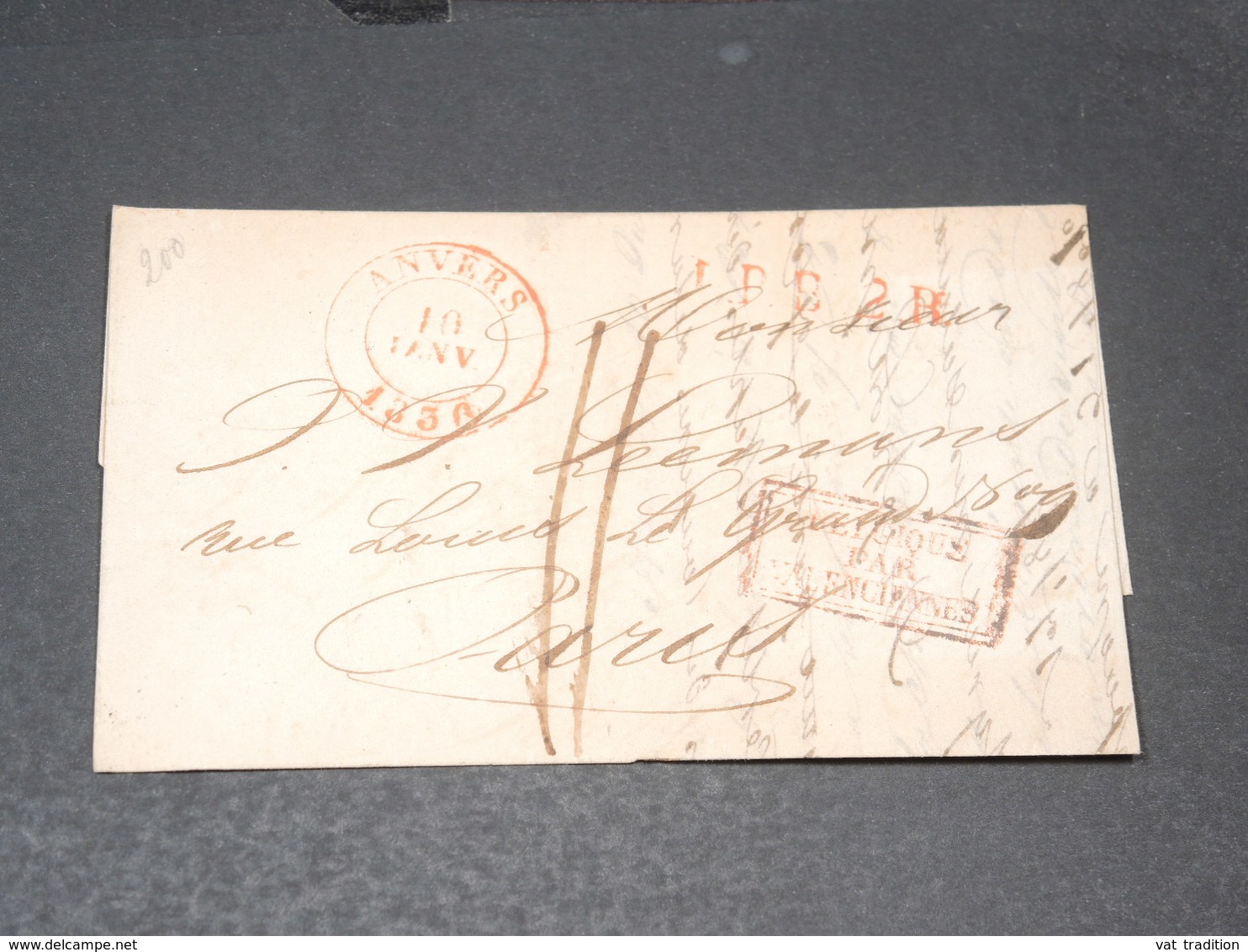 BELGIQUE - Lettre De Anvers Pour Paris En 1836 - L 20584 - 1830-1849 (Belgica Independiente)