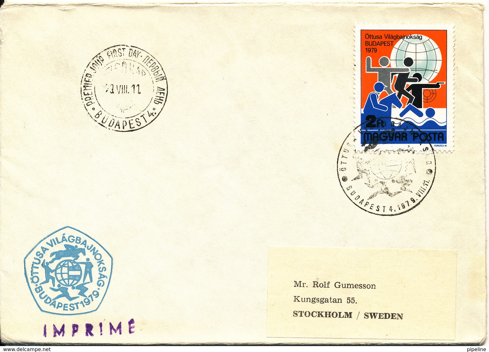 Hungary FDC 11-8-1979 Pentathlon World Championship Budapest With Cachet And Sent To Sweden - FDC