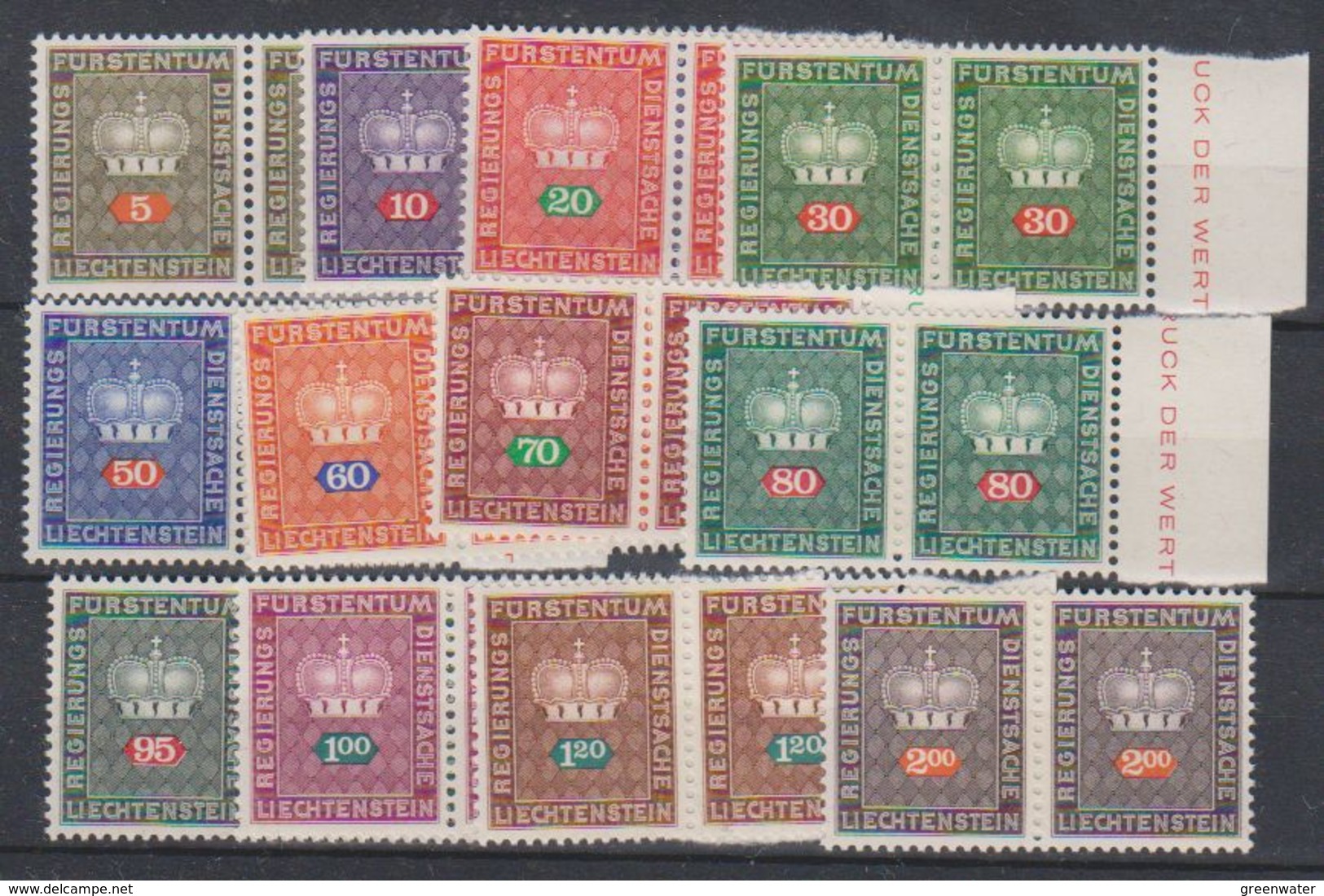 Liechtenstein 1968/1969 Dienstmarken 12v (pair) ** Mnh (39660) - Service