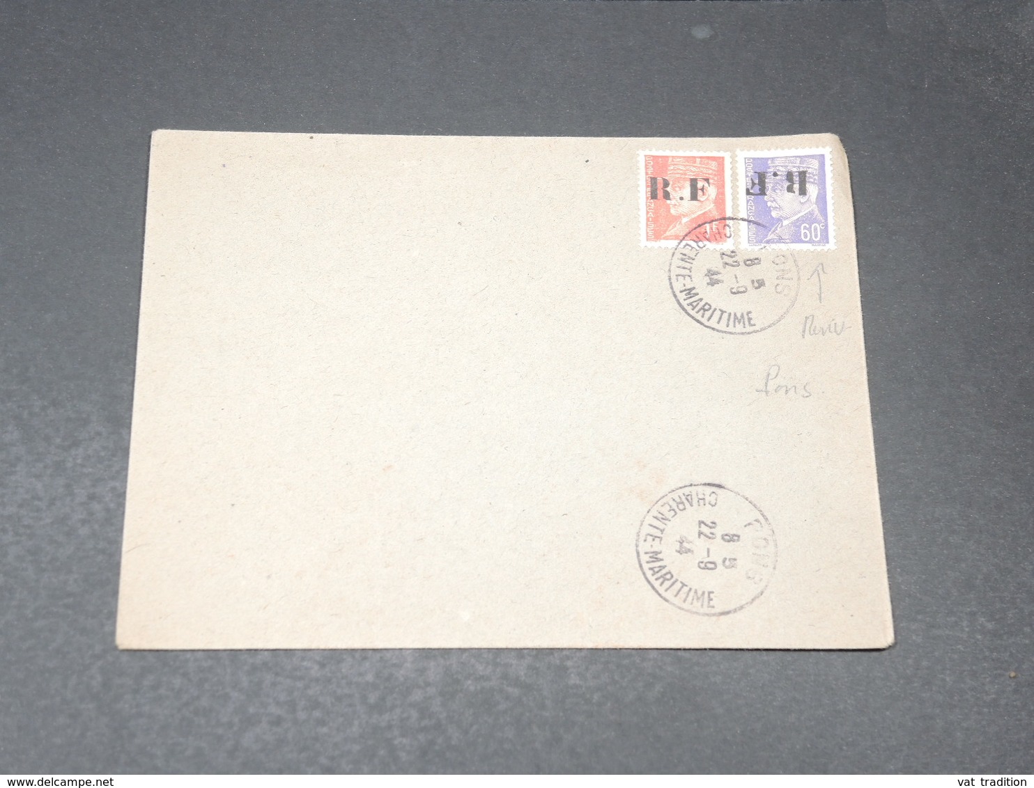 FRANCE - Surcharge Libération De Pons Reversée Sur Enveloppe En 1944 - L 20625 - Libération