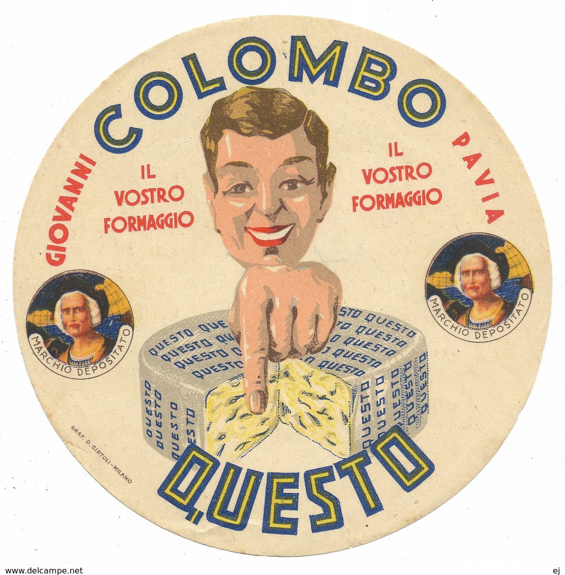 Giovanni Colombo Pavia - Questo - Il Vostro Formaggio - Cheese Label - Cheese