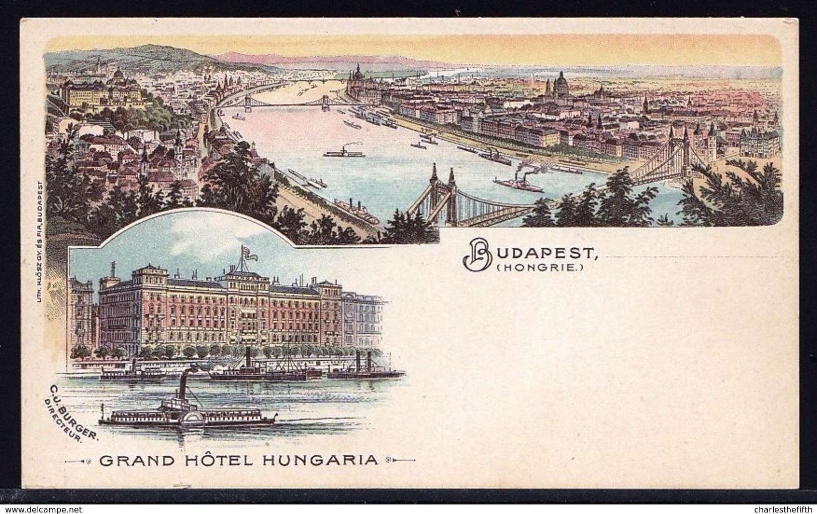 SUPERBE CARTE LITHO ** BUDAPEST - GRAND HOTEL HUNGARIA ** CARTE EN SUPERBE ETAT !! - Hongrie